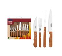 Tramontina Steak Cutlery and Carving Set of 10, Sharp Knife with Wooden Handle, Camping, Kitchen, Rustic, 22399037