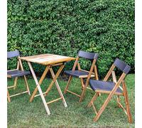 Tramontina Teak Wood 5 Pcs. Folding Bistro Set (Natural/grey)