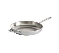 Tramontina Three Layer Clad Stainless Steel 12" Frying Pan with Auxiliary Handle, Induction Ready Frying Pan, Dishwasher Safe, NSF Certified, Made in Brazil