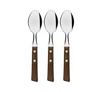 Tramontina Traditional Table Spoon Set of 3 with Elegant Natural Wood Handles, Stainless Steel, Metal, stainlesssteel