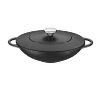 Tramontina Black Enamelled Cast Iron Wok | 32 cm (5 Litre) | Indoor & Outdoor Use