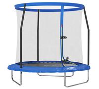 Trampoline 8ft Outdoor Blue Steel PP Mat PE Net EPE Pads Φ244x242cm Zipper Entry