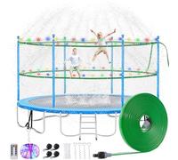 Trampoline Accessories Kit - Trampolines Sprinkler, 40FT LED Lights and Stakes, Non-Damaging to Net, Features 8 Light Modes, Compatible with 8 10 12 14 15 16FT Trampolines
