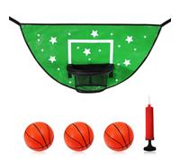 Trampoline Basketball Hoop, Adjustable Trampoline Basketball Hoop Attachment with Balls Air Pump for all Ages Indoor Outdoor (Green)