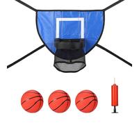 Trampoline Basketball Hoop, Basketball Hoop for Trampoline with 3 Mini Basketballs & Pump, Universal Basketball Attachment for Basketball Lovers Kids Adults (Blue)