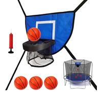Trampoline Basketball Hoop - Kids Soft Net | Attachment Playset Includes 4 Balls Pump Durable Fun Sports Equipment Outdoor Indoor Playground Family Activity Backyard Recreation Exercise Training