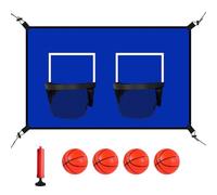 Trampoline Basketball Hoop, Portable Sports Goal, Waterproof Net with Balls and Pump, Easy Attachment Design, Perfect for Kids Play, Backyard Fun, or Playground Activities Blue