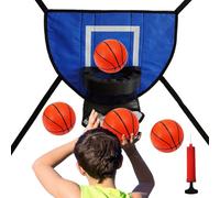 Trampoline Basketball Hoop with Rim, Reusable Ball Hoop for Trampoline, Children Soft Basketball ho-ops Attachment With 4 Balls And Pump for Backyard Garden Lawn Gym