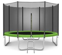 Trampoline for Kids - 6ft/8ft/10ft/12ft/14ft/16ft, Safety Enclosure Net, Ladder, Weatherproof Cover & Shoe Bag Included - Durable Outdoor Bouncing Fun (Green, 10ft)