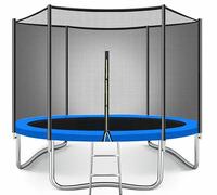 Trampoline for Kids - 6ft/8ft/10ft/12ft/14ft/16ft, Safety Enclosure Net, Ladder, Weatherproof Cover & Shoe Bag Included - Durable Outdoor Bouncing Fun (Blue, 6ft)