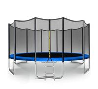 Trampoline for Kids - 6ft/8ft/10ft/12ft/14ft/16ft, Safety Enclosure Net, Ladder, Weatherproof Cover & Shoe Bag Included - Durable Outdoor Bouncing Fun (Blue, 14ft)