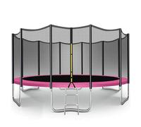 Trampoline for Kids - 6ft/8ft/10ft/12ft/14ft/16ft, Safety Enclosure Net, Ladder, Weatherproof Cover & Shoe Bag Included - Durable Outdoor Bouncing Fun (Pink, 12ft)