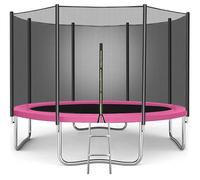Trampoline for Kids - 6ft/8ft/10ft/12ft/14ft/16ft, Safety Enclosure Net, Ladder, Weatherproof Cover & Shoe Bag Included - Durable Outdoor Bouncing Fun (Pink, 10ft)