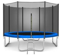 Trampoline for Kids - 6ft/8ft/10ft/12ft/14ft/16ft, Safety Enclosure Net, Ladder, Weatherproof Cover & Shoe Bag Included - Durable Outdoor Bouncing Fun (Blue, 10ft)