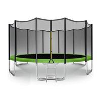 Trampoline for Kids - 6ft/8ft/10ft/12ft/14ft/16ft, Safety Enclosure Net, Ladder, Weatherproof Cover & Shoe Bag Included - Durable Outdoor Bouncing Fun (Green, 12ft)