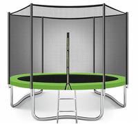 Trampoline for Kids - 6ft/8ft/10ft/12ft/14ft/16ft, Safety Enclosure Net, Ladder, Weatherproof Cover & Shoe Bag Included - Durable Outdoor Bouncing Fun (Green, 8ft)