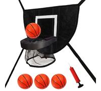 Trampoline Hoop Set - Trampoline Basket Attachment Stuff, Sports Bounce with 4 Small Balls 1 Pump | Outdoor Jump Play Kit, Durable Activity Toy for Bamb
