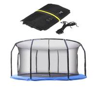 Trampoline Net Replacement, 10ft/12ft/14ft Trampoline Enclosure Safety Net | Replacement With Zipped Entrance, 6 Poles/ 8 Poles Protective Poles Cover Tube Set, Repair Accessories Outdoor Enclosure