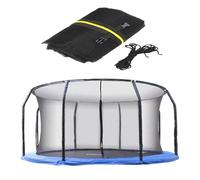 Trampoline Net Replacement, 10ft/12ft/14ft Trampoline Enclosure Safety Net Replacement With Zipped Entrance, 6 Poles/ 8 Poles Protective Poles Cover Tube Set, Repair Accessories Outdoor Enclosure