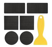Trampoline Patch Repair Kit, 6 Pieces Trampoline Net Tape with 3 Shape Adhesive Patches and Scraper Tool, Durable Fix Solution for Holes in Garden Bounce Park, Sports Netting