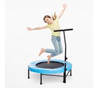 HOMCOM 40'' Kids Mini Trampoline, Adult Rebounder Jumper, Handle Blue