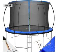 tectake Trampoline Jumpy - tear resistant mat, safety net, padded edges, entry ladder, Black