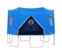 Trampoline Tent Shade Cover for Kids - Outdoor Waterproof Sunshade Canopy with UV Protection, Mesh Vent Windows & Zipper Door, Fits 6FT/8FT/10FT/12FT/14FT Round Trampolines (Blue, 12FT-6 Poles)