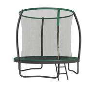Trampoline with Enclosure Net, Safety Pad, Ladder, Black +Dark Green / 8ft