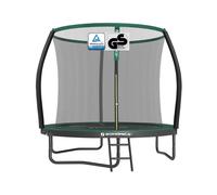 Trampoline with Enclosure Net, Safety Pad, Ladder, Black +Dark Green / 8ft