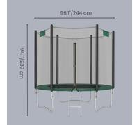 Trampoline with Enclosure Net, Safety Pad, Ladder, Dark Green / 8ft