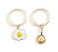 Tranbath 2pcs Egg Keychains, Fried and Sunny Side Up Egg Keyring, Cute Couples Travel Accessories for Women, Inspirational Friendship Gifts, Funny Birthday Presents for Girlfriend