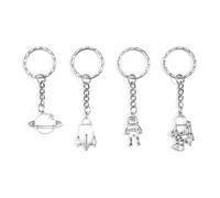 Tranbath 4 Piece Space-Themed Keyring Set, Astronaut, Rocket, Planet Design, Friendship Gifts, Good Friend Birthday, Travel Accessories, Unique Inspirational Gifts for Women