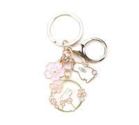 Tranbath Charming Rabbit Pink Flower Keychain, Unique Creative Keyring for Students, Perfect as Gifts for Women, Mum, Good Friends or Gift for Any Occasion, Gifts for Sister, Small Gifts for Women
