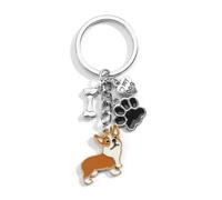 Tranbath Corgi Dog Bone Paw Print Keychain Cute Bag Accessory Student Backpack Charm Good Friend Gifts for Women Birthday Friends Keyring Girlfriend Gift Inspirational Travel Accessories
