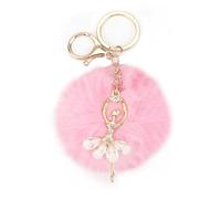 Tranbath Creative Keychain for Good Friend, Cute Ballet Dancer Pendant with Charm and Pom Pom, Unique Birthday or Holiday Gifts for Women, Sentimental Travel Accessories, Friendship Gifts