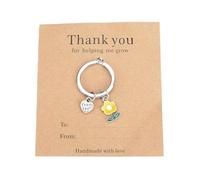 Tranbath Creative Thank You for Helping Me Grow Keychain, Stainless Steel Floral Keyring, Personalised Gift for Mum, Friends, Sisters, And Couples, Great for Birthdays and Travel, Daughter Gifts
