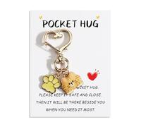 Tranbath Cute Cat Keychain with Inspirational 'Pocket Hug' Card, Thank You Keychain Gift for Friends, Women, Teachers, Nurses, Birthday, Friendship, Funny Keyring, Congratulations Gifts