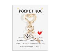 Tranbath Cute Cat Keychain with Inspirational 'Pocket Hug' Card, Thank You Keychain Gift for Friends, Women, Teachers, Nurses, Birthday, Friendship, Funny Keyring, Congratulations Gifts