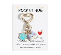Tranbath Cute Cat Keychain with Inspirational 'Pocket Hug' Card, Thank You Keychain Gift for Friends, Women, Teachers, Nurses, Birthday, Friendship, Funny Keyring, Congratulations Gifts