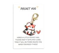 Tranbath Cute Cat Keychain with Inspirational 'Pocket Hug' Card, Thank You Keychain Gift for Friends, Women, Teachers, Nurses, Birthday, Friendship, Funny Keyring, Congratulations Gifts (cat6)