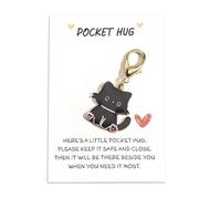 Tranbath Cute Cat Keychain with Inspirational 'Pocket Hug' Card, Thank You Keychain Gift for Friends, Women, Teachers, Nurses, Birthday, Friendship, Funny Keyring, Congratulations Gifts (cat7)