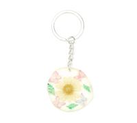 Tranbath Cute Real Flower Resin Key Ring, Forget Me Not Gifts Daisy Keyring Chain for Women, Tiny Resin Flower Keychain, Crystal Forget-Me-Not Memorial Keychain with Dried Petals
