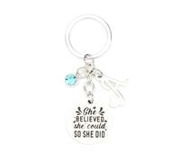 Tranbath Inspirational Keychain for Women, She Believed She Could So She Did Stainless Steel Pendant, Perfect as Gifts for Good Friend, Girlfriend, Friend, Birthday or Retirement Gifts