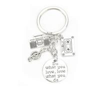 Tranbath Music Keychain with Cassette Note Pendant, Inspirational What You Love, Love What You Do Design, Perfect Music Teacher Gifts, Music Lover Gifts, Birthday Gifts for Women