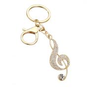 Tranbath Music Keyring Gold-tone White Rhinestone Note Charm