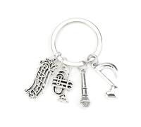 Tranbath Musician Keychain with Microphone, Music Notes, Trumpet Pendants, Alloy Material, Friendship Gifts for Good Friend, Women, Birthday, Travel, Inspirational and Thank You Gift