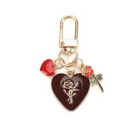 Tranbath Personalised Rose Heart Keychain, Unique Gifts for Women, Perfect as Small Gifts for Mum, Sister, Good Friend or Colleagues for Birthdays, Wedding Celebrations, Or Just Because