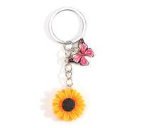 Tranbath Personalised Sunflower and Butterfly Keychain, Creative Floral Design Keyring Gift for Women, Perfect for Mums, Sisters, Friends, Couples, And Special Occasions like Weddings and Birthdays