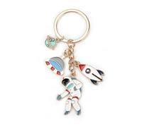 Tranbath Personalized Keychain Made of Stainless Steel with Astronaut Rocket Plane Pendant, Creative Gift for Good Friends, Moms and Special Women, Sibling Gifts