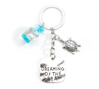 Tranbath Seaside Dreaming Keychain, Nautical Key Ring with Shell, Seahorse, Starfish and Pearl Charms, Good Friend Gifts, Cute Keychain for Ocean Lovers, Travel Accessories for Women (Ocean3)